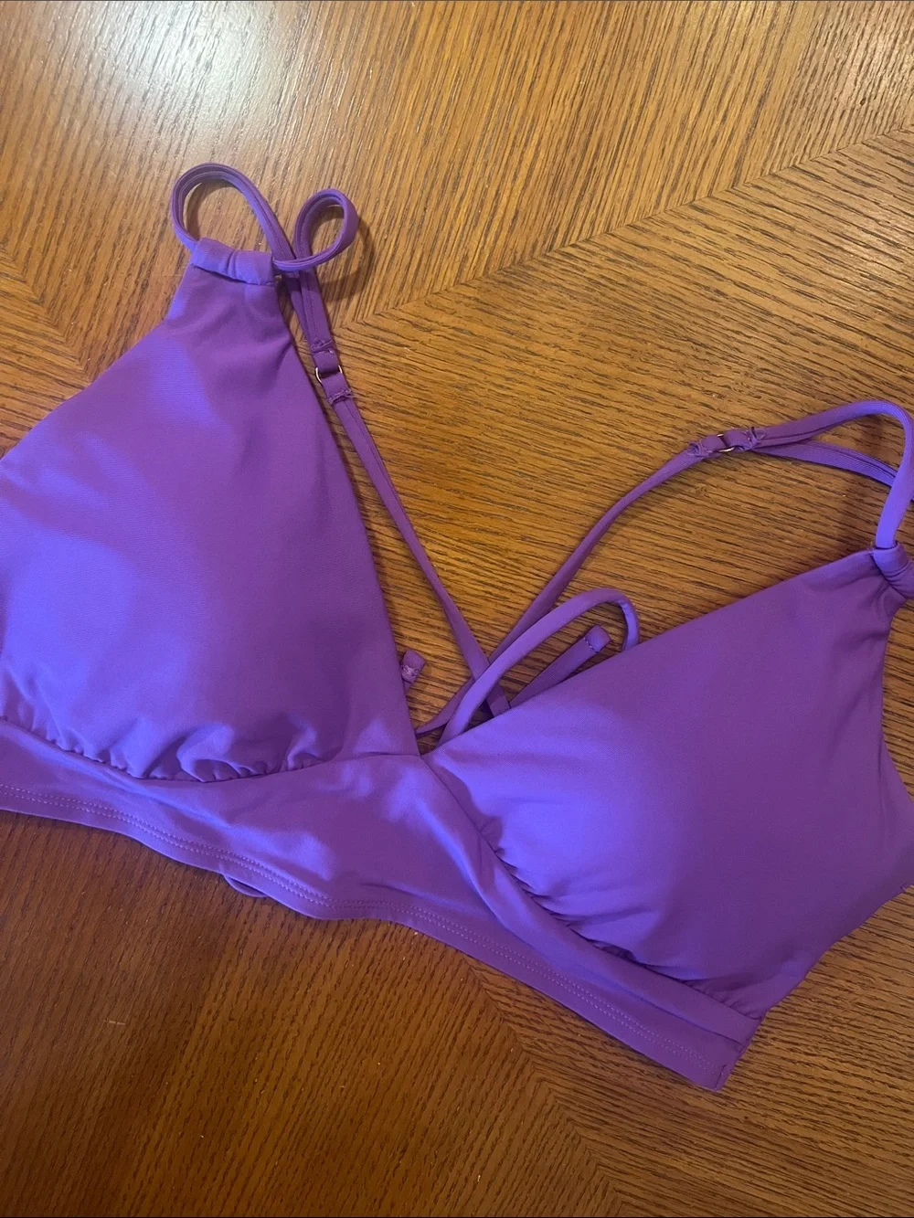 Calia Purple Triangle Bralette - swim bikini top size Large - Picture 2 of 6